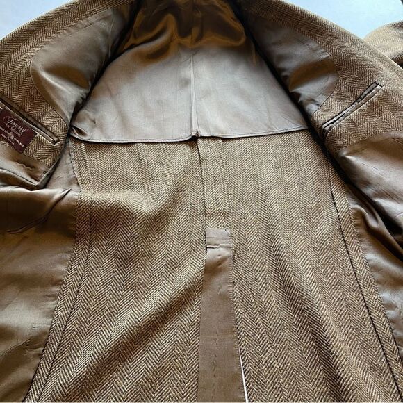 Imperial by Haggar  Men's Wool Sport Coat Brown Herringbone Size 44L - Picture 6 of 10